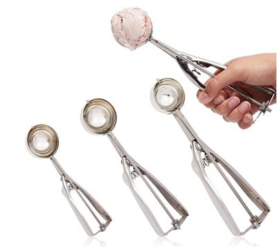 China Small Medium Large Viable Stainless Steel Ice Cream Fruit Cookie Scoop Fruit Cutter for sale