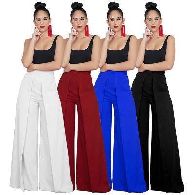 China 2021 Lady Long Trousers Women Solid Color Loose Anti-wrinkle Women's Casual Wear Wide Leg Pants for sale