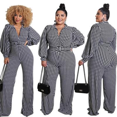 China Sustainable Women Clothing Jumpsuit Printed Jumpsuit With Puffed Sleeves for sale