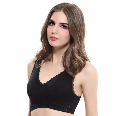 China Front Cross Side Buckle Wireless lace sports bra QUICK DRY sexy yoga bra working bras for women for sale