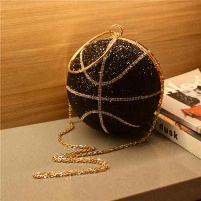 China Fashoion Ladies Rhinestone Basketball Dinner Bag Diamond Fashion Messenger Shoulder Handbag for sale