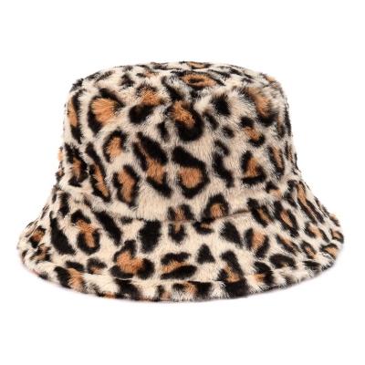 China COMMON Furry Plush Cheetah Animal Cow Print Bulk Faux Fur Bucket Hat for sale