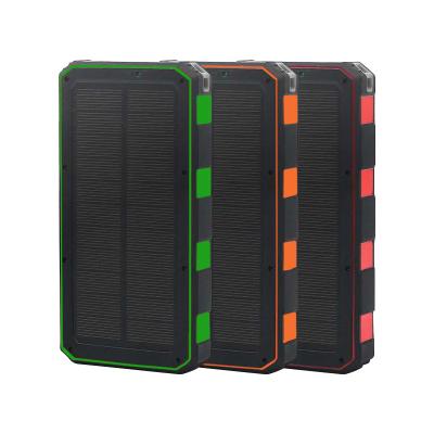 China Wholesale LED Lighting Li-polymer Travel Waterproof Portable Solar Power Bank 20000mAh for sale