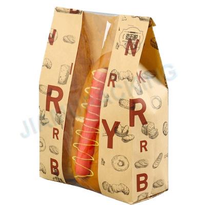 China Disposable Food Bag For Sandwich/Hamburg/Bread Industrial Use Kraft Paper Biodegradable Engraving Printing Disposable Custom Size Accept for sale