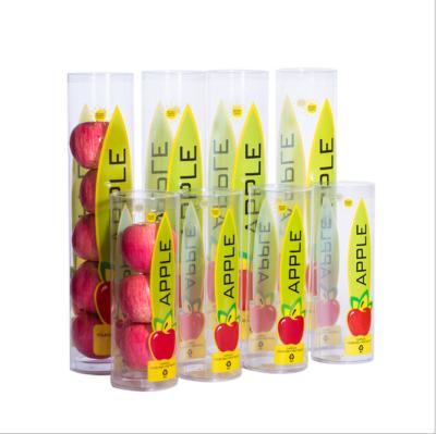 China Customized Printed Recyclable PET Recycled Round Box For Fresh Fruit Apple Container, Recyclable Plastic Apple Tube Packaging Cylinder for sale