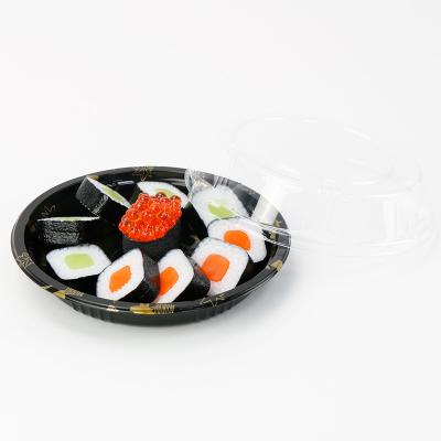 China Eco Friendly Disposable High End Recyclable Plastic Sushi Take Out Box With Transparent Lid for sale