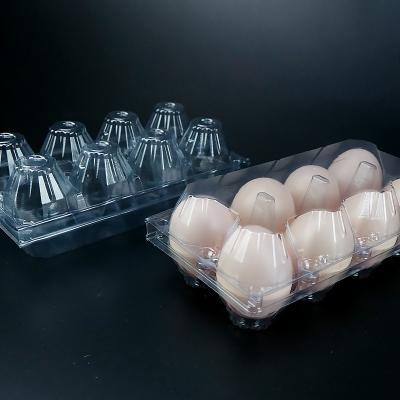 China Disposable 8 Holes Clear Plastic Packaging Container Small Cardboard Box Chicken Egg Tray for sale