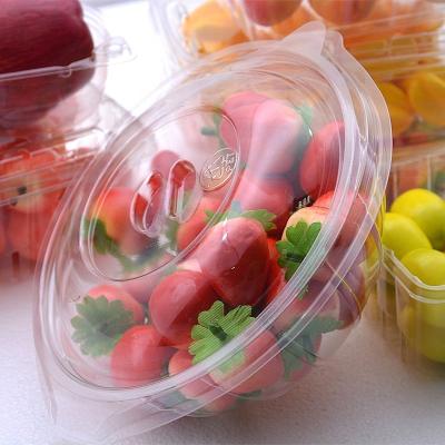 China Waterproof Wholesale Disposable Round PET Salad Bowl / Plastic Fruit Container With Lid for sale