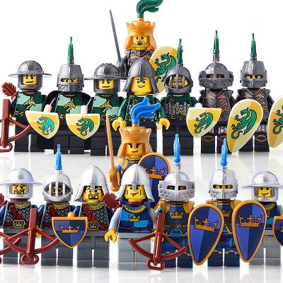 China Mini Figure Dragon Knight 7950 Kingdoms Toy Gold Medieval Knights Castle Compatible Legoe Brick Child Building Model Toy Sword Shield for sale