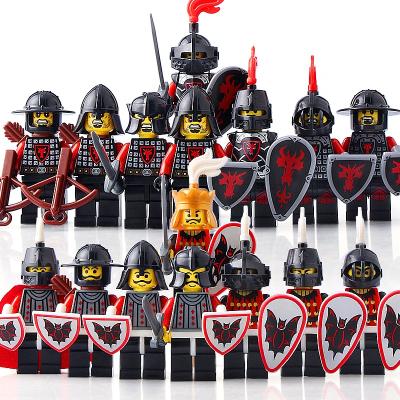 China Compatible Legoe Dragon Knight Castle Army Mini Figure Building Toy Medieval Knights Sword Red Shield Brick Model Building Toy For Children for sale