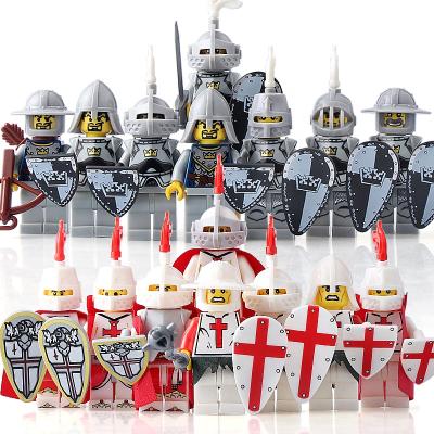 China Building Toy Medieval Knights Crusaders Knights Crown Mini Figure Knights Sword Weapons Shield Compatible Legoe Action Numbers Building Brick for sale