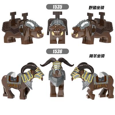 China NEW Building Toy Sheep Mount Horned Lord Of The Ring Hobbit Medieval Knight Mount War Boar Animal Figure Building Blocks Kids Toys XH1536 for sale