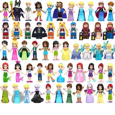 China Mini Building Toy Girls Cartoon Action Figure Friends and Princess Educativos Set Building Blocks Belle Beast Toys Kids Gifts for sale