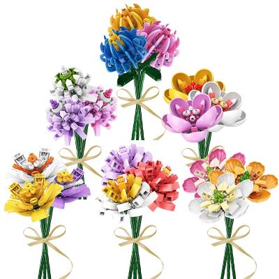 China Building Toy Creative Chrysanthemum Hibiscus Sasanqua DIY Decoration Flower Building Blocks Flower MOC Girls Educational Toys 601232-601237 for sale