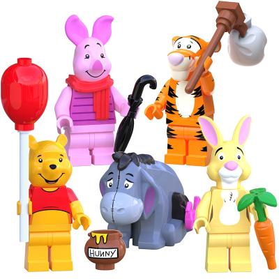 China Disneying Kid's Diy Toys Tiger Piglet Eyore Christopher Rabbit Poohes Mini Building Block Action Figures Winni Cartoon Building Toy 66001-66005 for sale