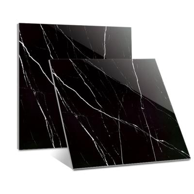 China Modern Vitrified Porcelain Black Marble Floor Tile 60x60 Polished Ceramic Porcelain for sale