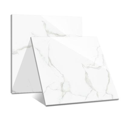 China Modern Glossy Copy White Marble Look Designs 600x600mm Glazed Porcelain Floor Tile for sale