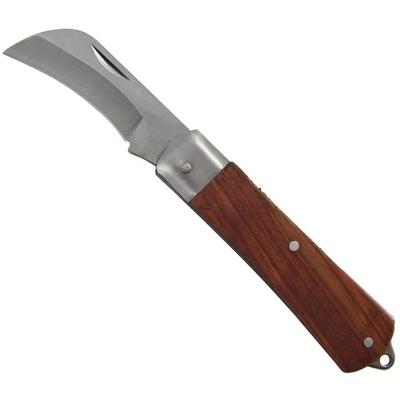 China Electrician Open Slide Folder Knife, Wood and Nickel, 12cm for sale