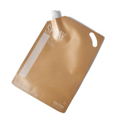 China Perfume Kraft Paper Custom Printed Stand Up Pouches Aluminum Foil Liquid Food Spout Pouch for sale