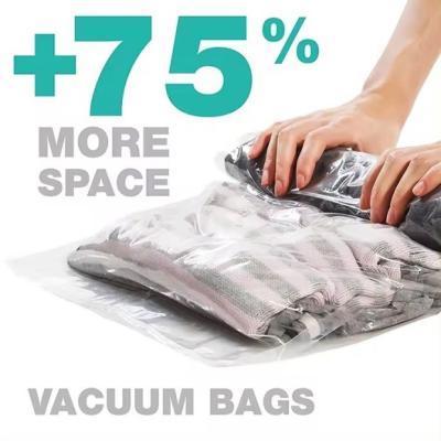 China Customized Travel Vacuum Storage Bag Plastic Packing Hand Roll Vacuum Bag With Zipper For Luggage for sale