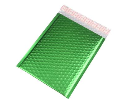 China Quad Seal Light Green Metallic Bubble Mailers 265x360mm #I Plastic Shock Resistance for Promotion for sale