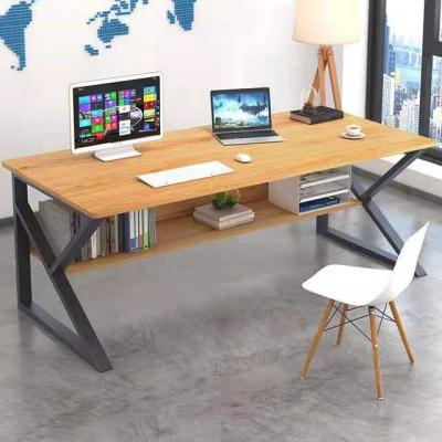 China Modern Design Concise Wooden Home Office Computer Table PC Laptop Desks With Metal Frame for sale