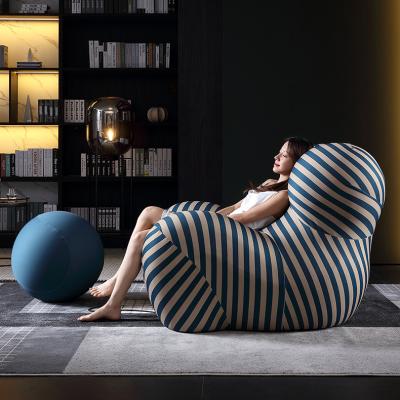 China Foldable luxury single chair living room furniture modern sofa seater cashmere fabric striped armchair for sale