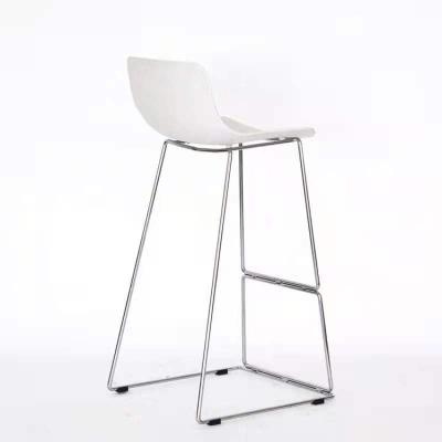 China Nordic Industrial Modern Metal Stool High Plastic White Square Low Restaurant Bar Dining Chair for sale