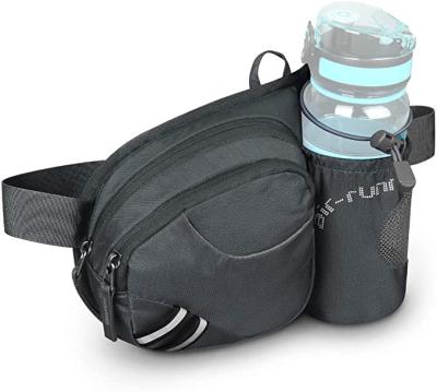 China Custom Water Proof Fanny Pack With Water Bottle Holder Increasing Waist Packs For Running Pack Walking Lumbar Adjustment for sale