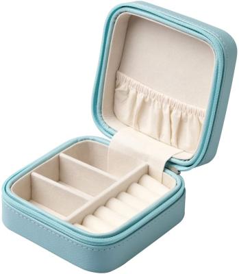 China Fashion Custom Small Faux Leather Travel Jewelry Box Organizer Storage Case For Jewelry Rings Earrings Necklace for sale