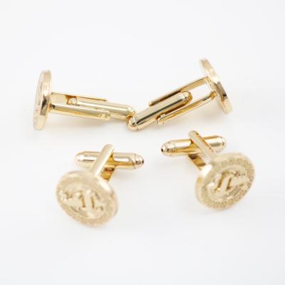 China Custom Cufflinks Mens ALLOY Logo Design Shirt Coat Gold Cufflinks for sale