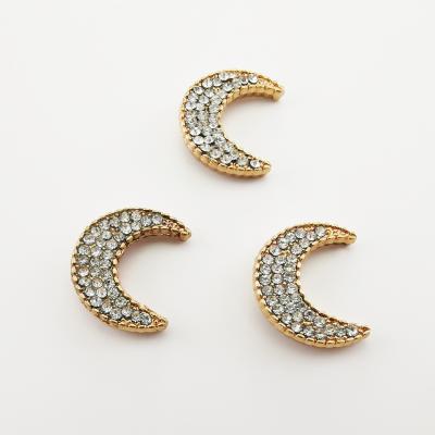 China Shoe Buckle Metal Moon Button Rivet Decoration with Rhinestone for sale