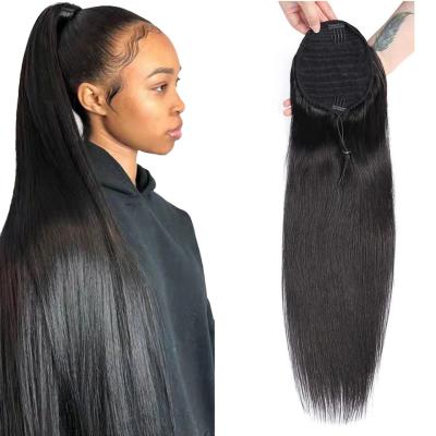 China 100% Drawstring Ponytail Natural Silky Straight Brazilian Virgin Hair Ponytail Ponytail For Black Women for sale