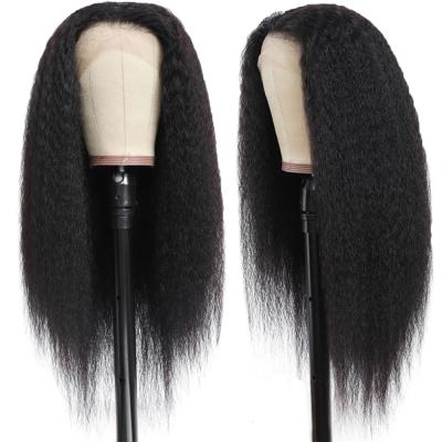 China Silky Straight Wave Pre-Plucked 360 Curly Straight Yaki Lace Frontal Wigs For Black Women Hair for sale