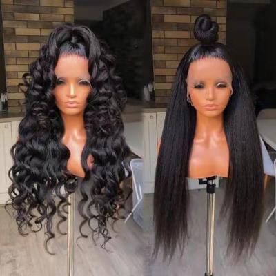 China Silky Straight Wave Cuticle Aligned Virgin Hair Indian Raw Unprocessed Lace Frontal Wig Loose Deep Wave Women Hair Lace Front Wigs for sale