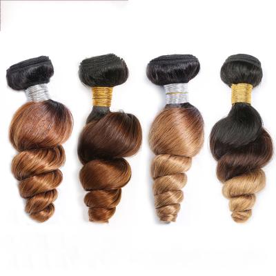 China Silky Straight Wave Full Cuticle Aligned Virgin Brazilian Ombre Hair 3 Tone Color Ombre Hair Extension for sale