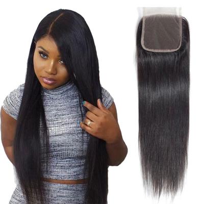 China 100% Raw Human Hair Preplucked Lace Closure 2x6 4x6 Lace Up Closure 5x5 6x6 7x7 Full Size Lace Closure Straight Body With Baby Hair for sale