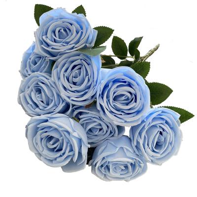 China Rose Flowers Real Touch Fabric Hot Selling Silk Bouquet Home Nature Wedding Decoration Artificial Roses Flowers For Sale for sale