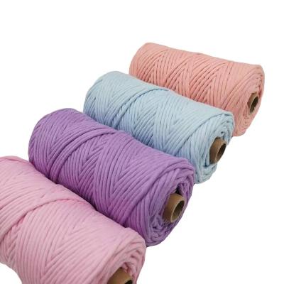 China Viable Single Strand Macrame Rope Colorful Twist Cotton Cord for Macrame Weaving Supplies for sale