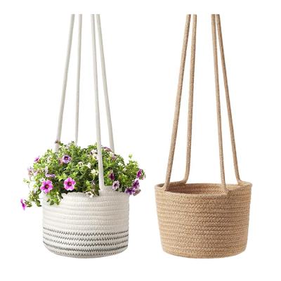 China Modern Hanging Organizer Home Decor Boho Plant Basket Pot Storage Home Decor Outdoor Indoor Cotton Macrame Woven Planter Hangers Indoor Rope for sale