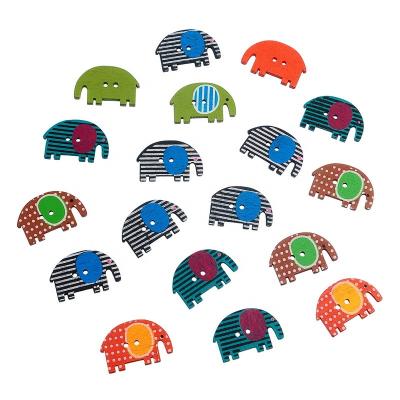 China Washable Mixed 2 Holes Cartoon Wooden Elephant Animals Randomly Sewing Buttons Scrapbooking for sale