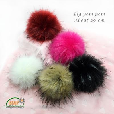 China Eco-Friendly Faux Raccoon Fur Pompom With Big Button Fur Ball For Beanies DIY Fur Accessories for sale