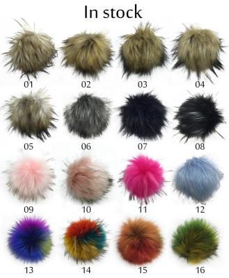 China Large Eco-Friendly Solid Color Pom Poms Faux Raccoon Fur DIY Pompom Balls For Beanie Knitted Hats for sale