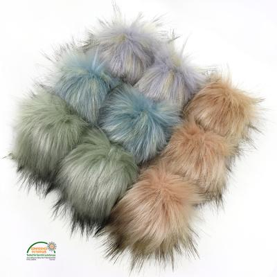 China Large Eco-friendly Solid Color Faux Raccoon Fur Pompom DIY Pom Pom Poms For Beanie Knitted Hats for sale