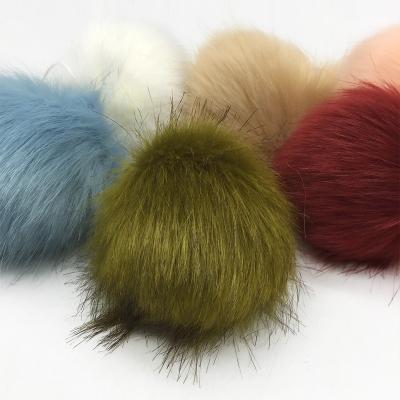 China Eco-Friendly With Winter Invisible Cashmere Women Ties Hats Faux Fox Fur Pompom Knitting Ball for sale