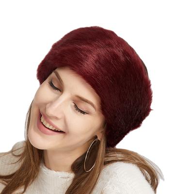 China Wholesale Soft Rabbit Fur Headband Faux Fur Headband For Women Winter Ear Muff Hat Ski Warmer for sale