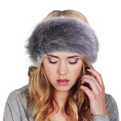 China Fashion Wide Faux Fur Headband For Women Fur Hat Winter Hat Russian Warm Fox Fur Hat for sale