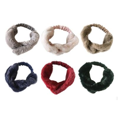 China Winter Fluffy Hairy Elastic Cloth Women Girl Faux Rabbit Fur Hair Band Accessories for sale