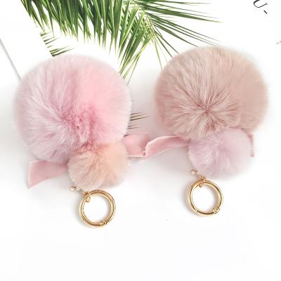 China Decorations Many Color Be Custom Charm Fluffy Fluffy Plush Purse Ball Key Ring Fox Fur Key Chain for sale