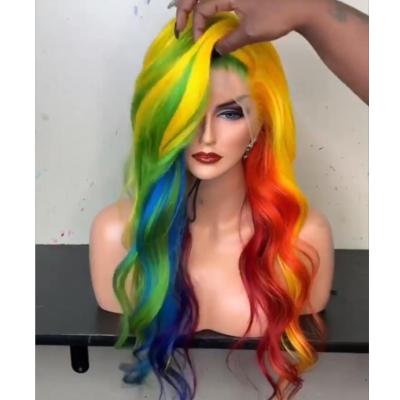 China Brazilian Water Wave Pink/Blue/Green Color Mixed Color Body Wave Hair Human Hair Wigs For Women Color Hair for sale